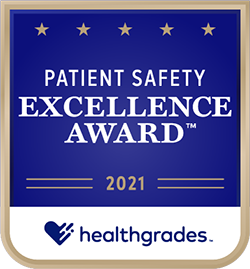 Healthgrades five star patient safety excellence badge 2021