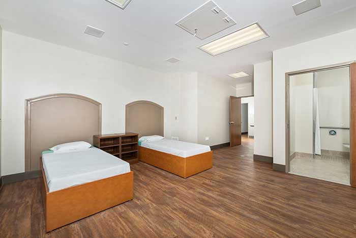 Patient room with two beds
